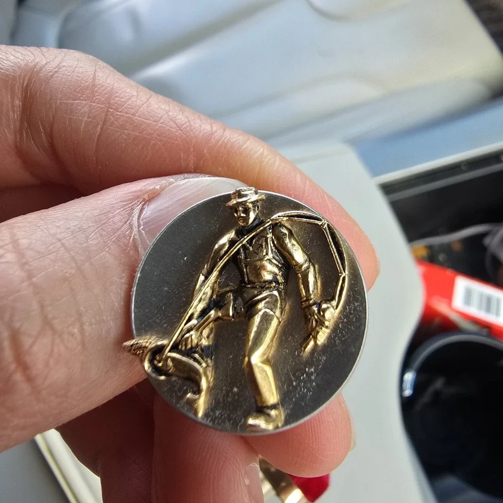 Vintage SWANK Cufflinks Silver & Gold Tone Scythe Man Father Time Reaper Motif‎